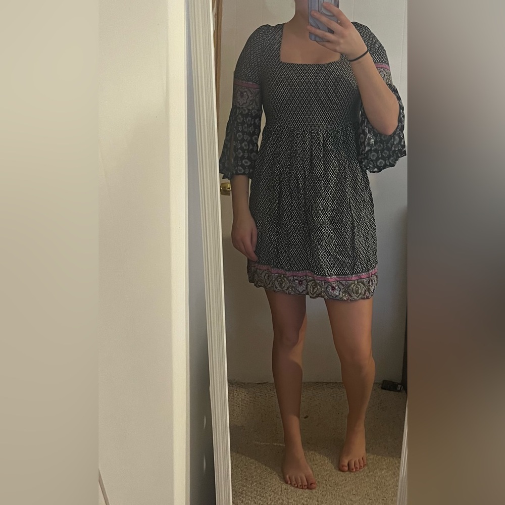 black square neck line dress